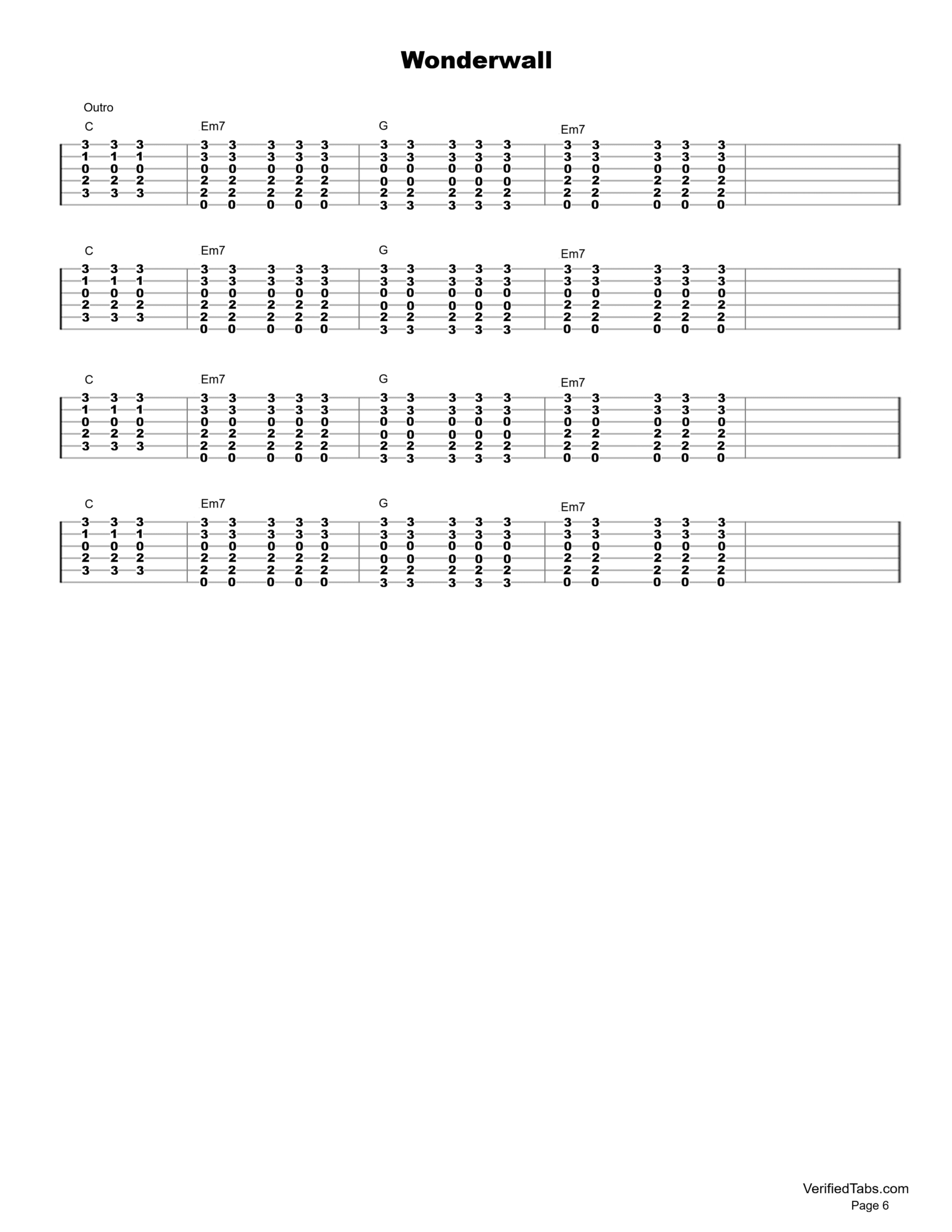 Wonderwall Chords Page 6v