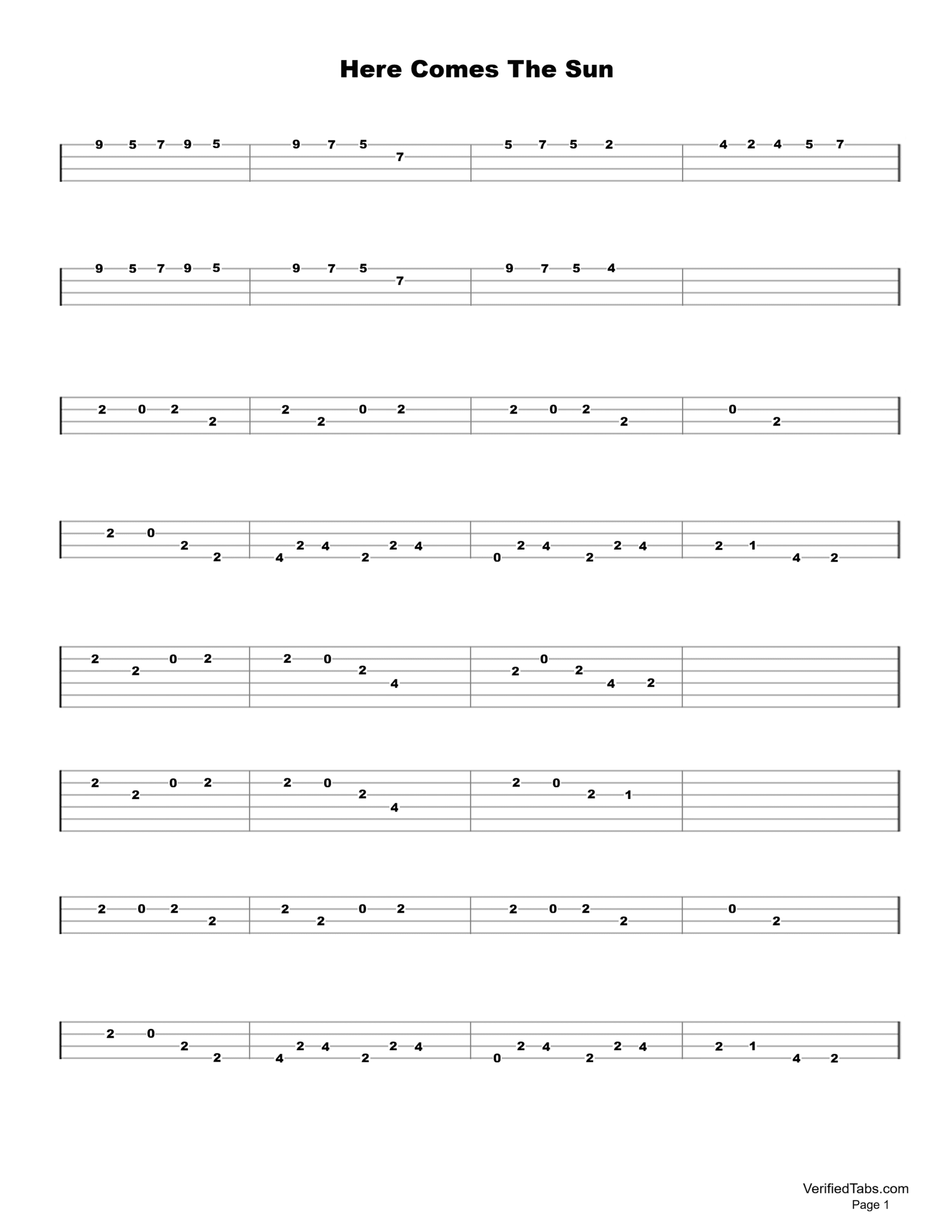 Here Comes The Sun Ukulele Page 1