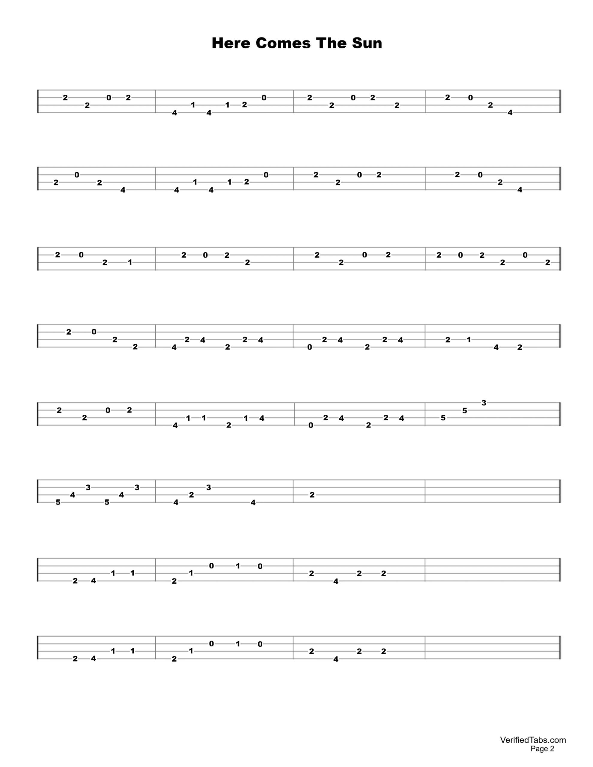 Here Comes The Sun Ukulele Page 2